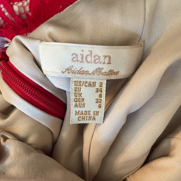 Aidan by Aidan Mattox Illusions Lace Cutout Mini Dress in Red US Size 2 - Picture 6 of 7